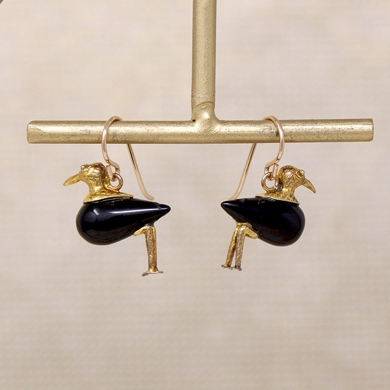 Little Birds Onyx & Gold Filled Figural Earrings