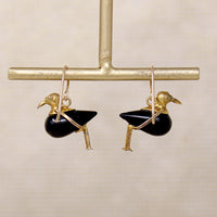 Little Birds Onyx & Gold Filled Figural Earrings