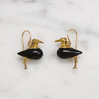 Little Birds Onyx & Gold Filled Figural Earrings