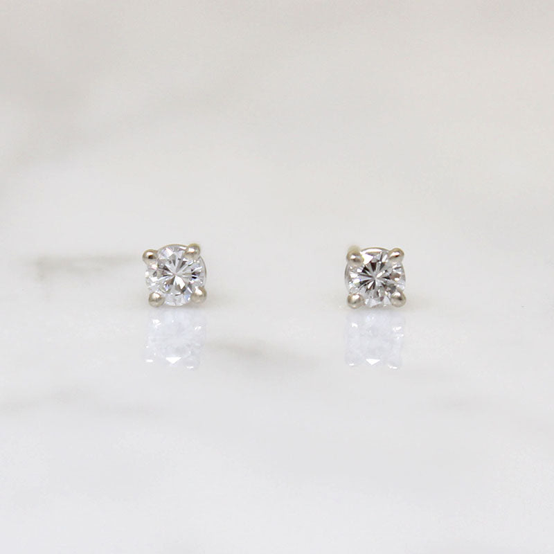 Petite .15tcw Diamond & White Gold Stud Earrings