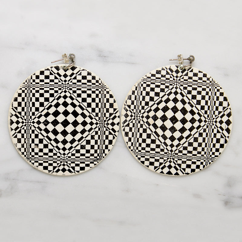 Pop Art Black & White Optical Illusion Earrings