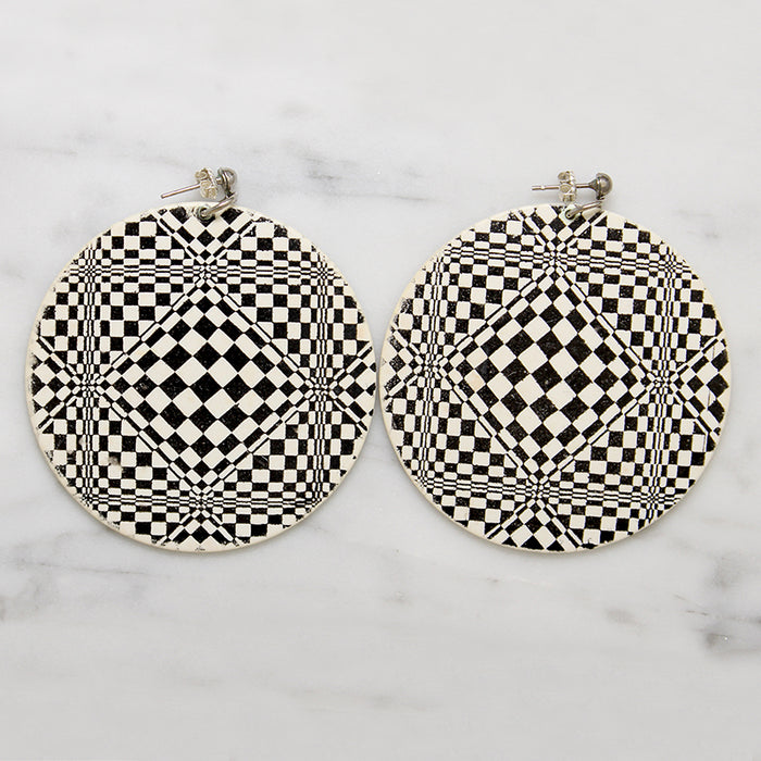 Pop Art Black & White Optical Illusion Earrings