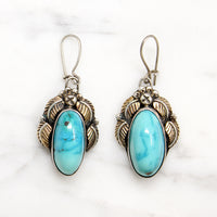 Dreamy Turquoise in Sterling & Gold Drop Earrings