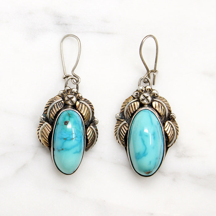 Dreamy Turquoise in Sterling & Gold Drop Earrings