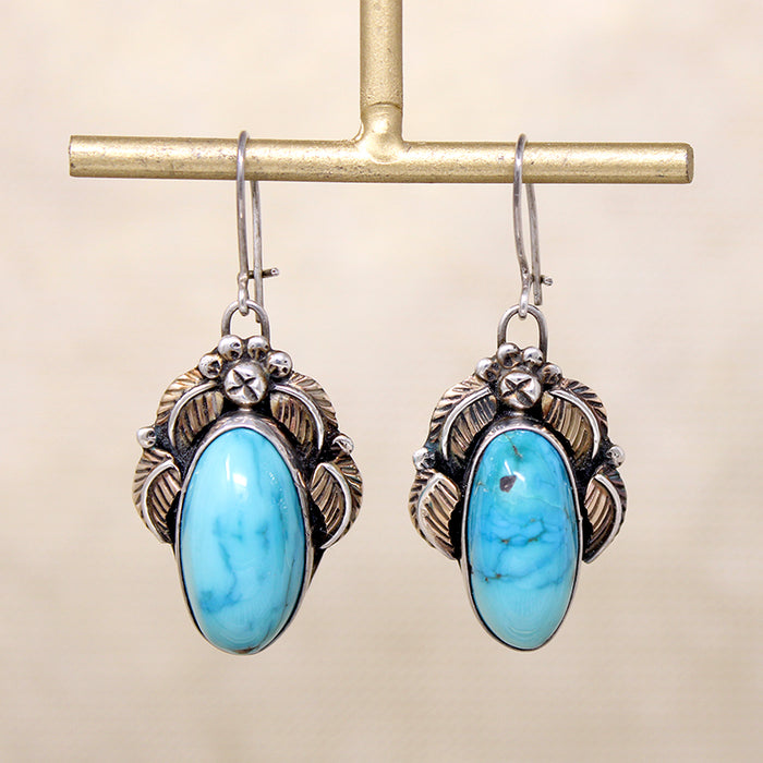 Dreamy Turquoise in Sterling & Gold Drop Earrings