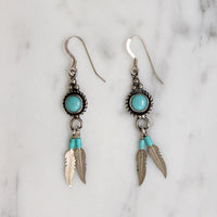 Delicate Turquoise & Sterling Feather Earrings
