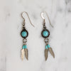 Delicate Turquoise & Sterling Feather Earrings