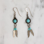 Delicate Turquoise & Sterling Feather Earrings