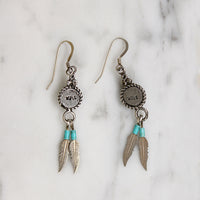 Delicate Turquoise & Sterling Feather Earrings