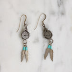Delicate Turquoise & Sterling Feather Earrings