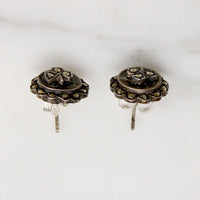 Darling Irish Jade & Marcasite Shamrock Studs
