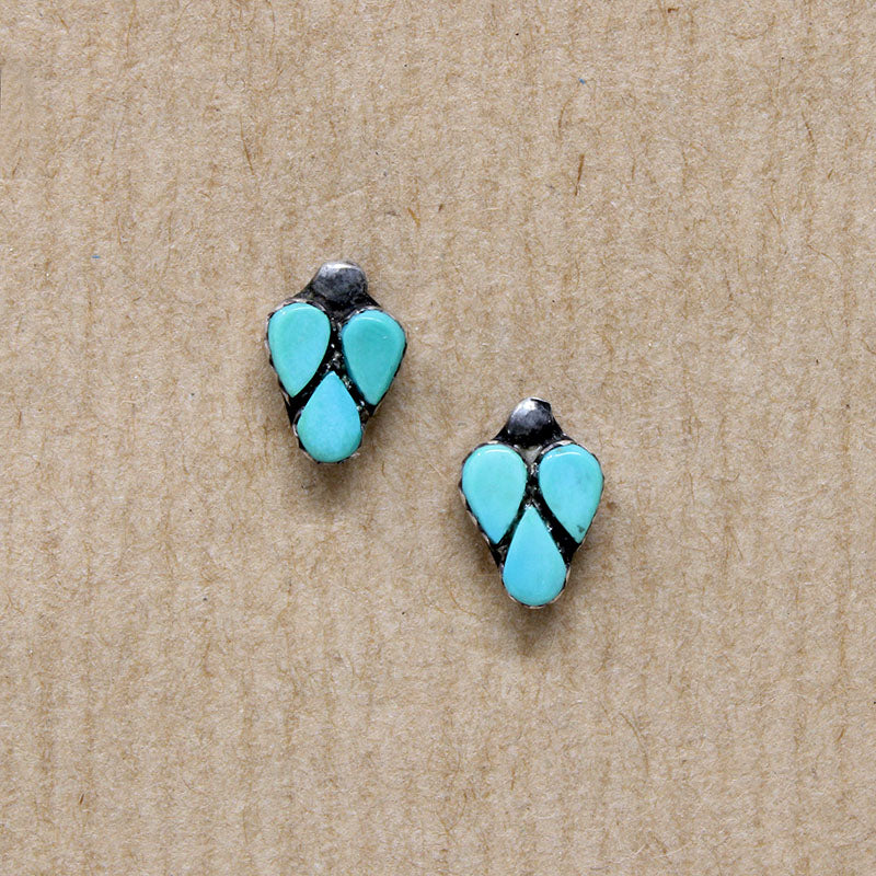 Tiny Turquoise Tear Drops in Sterling Studs