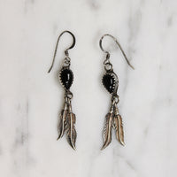 Rockin' Black Onyx & Sterling Feather Earrings