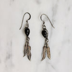 Rockin' Black Onyx & Sterling Feather Earrings