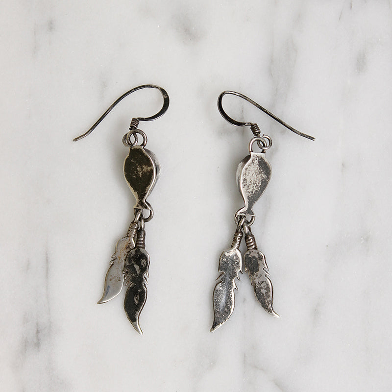 Rockin' Black Onyx & Sterling Feather Earrings