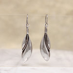 Sensual Sterling Silver Leaf Earrings Signed Plunkett