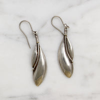 Sensual Sterling Silver Leaf Earrings Signed Plunkett