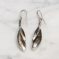 Sensual Sterling Silver Leaf Earrings Signed Plunkett