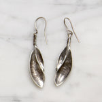 Sensual Sterling Silver Leaf Earrings Signed Plunkett