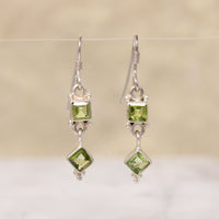 Leafy-Green Peridot & Sterling Silver Drop Earrings
