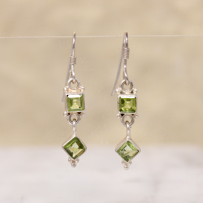 Leafy-Green Peridot & Sterling Silver Drop Earrings