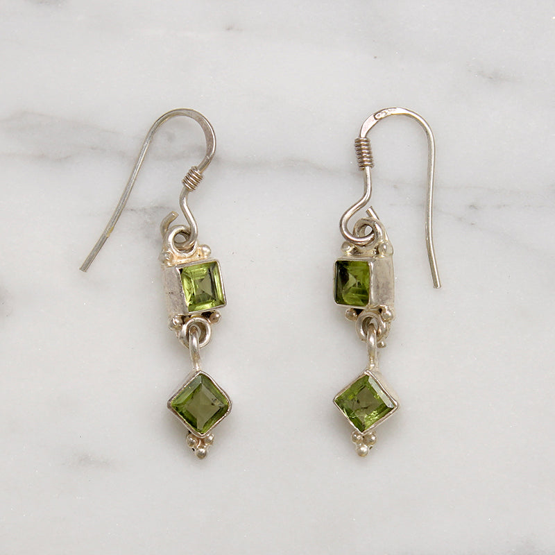 Leafy-Green Peridot & Sterling Silver Drop Earrings