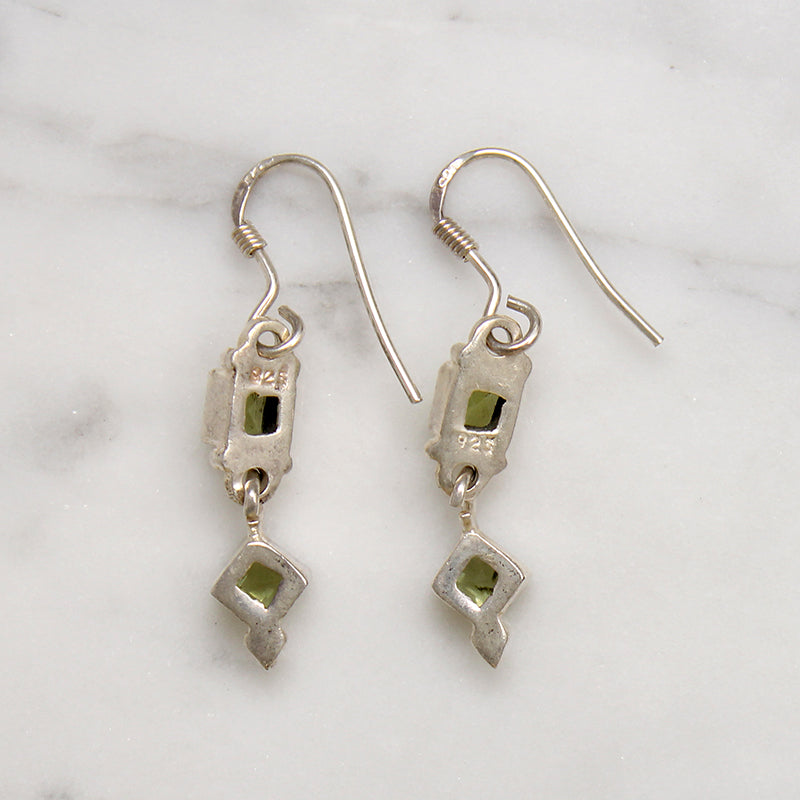 Leafy-Green Peridot & Sterling Silver Drop Earrings