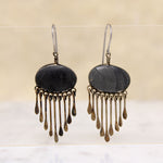 Boho Stone & Silver Fringe Earrings