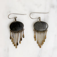 Boho Stone & Silver Fringe Earrings