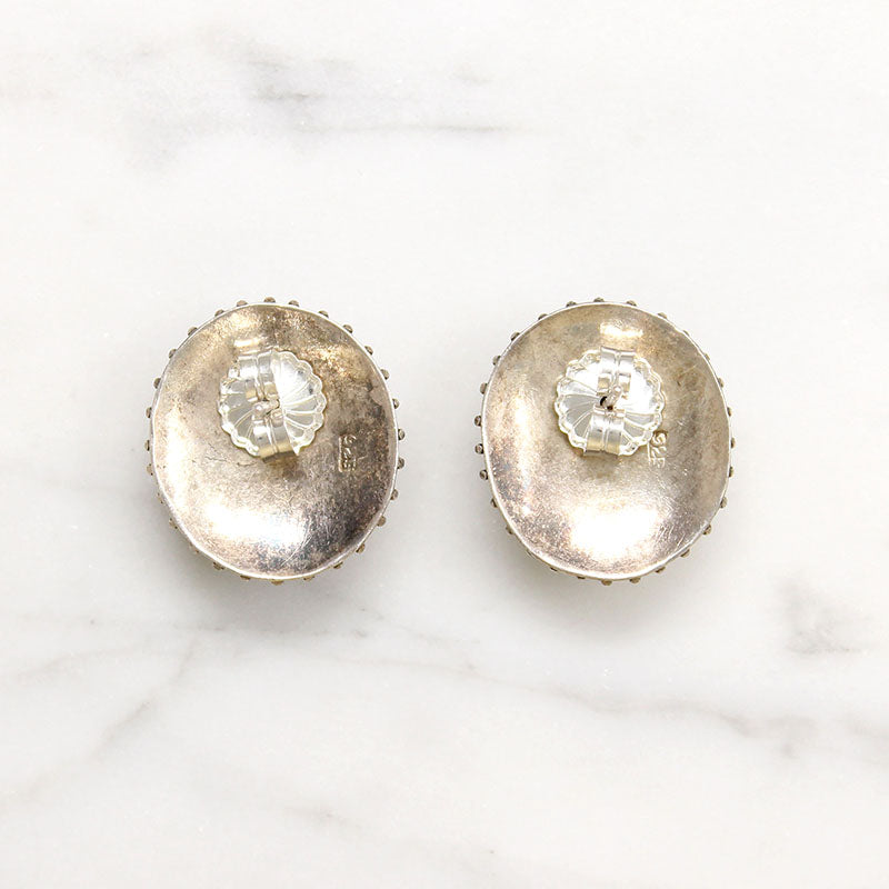 Lovely Amethyst in Beaded Sterling Stud Earrings