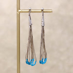 Slinky "Liquid Silver" Earrings with Blue Turquoise Beads