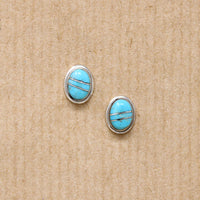 Turquoise & Silver Inlay Stud Earrings