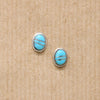 Turquoise & Silver Inlay Stud Earrings