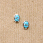 Turquoise & Silver Inlay Stud Earrings