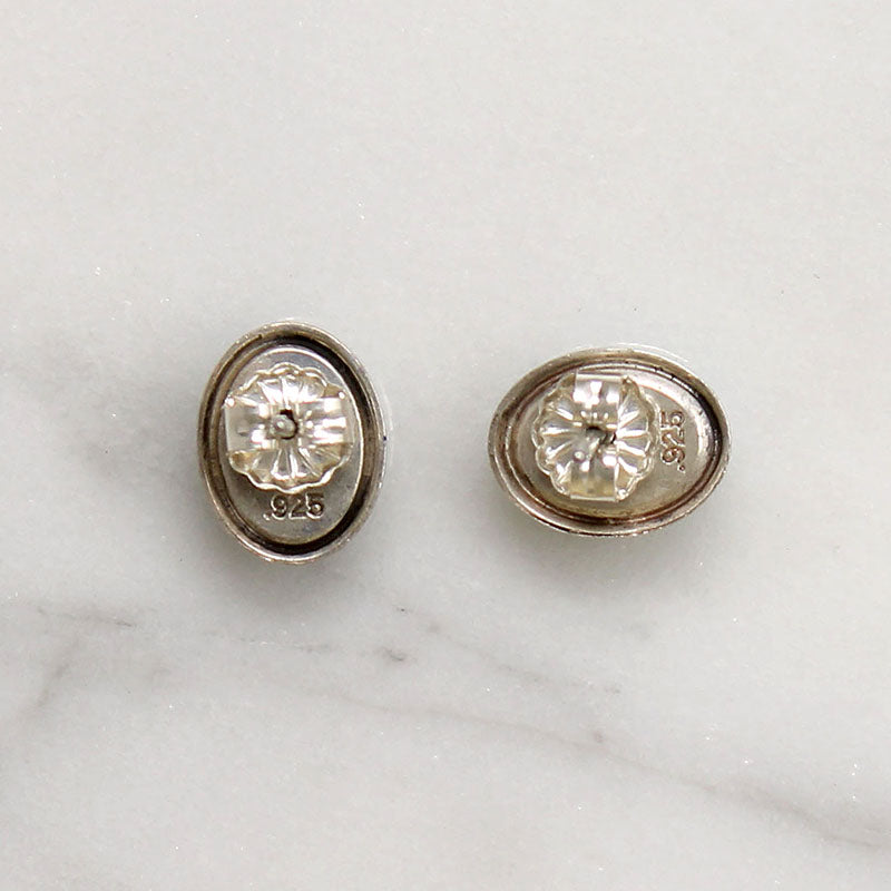 Turquoise & Silver Inlay Stud Earrings