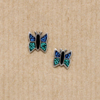 Flirty Butterfly Inlaid Silver Stud Earrings