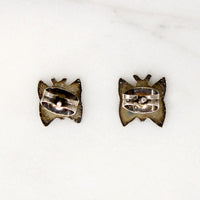 Flirty Butterfly Inlaid Silver Stud Earrings