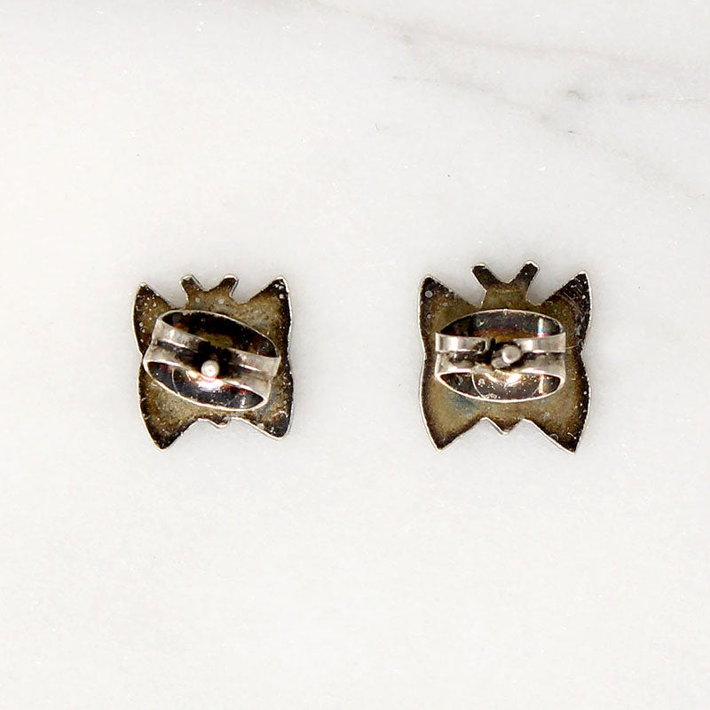 Flirty Butterfly Inlaid Silver Stud Earrings