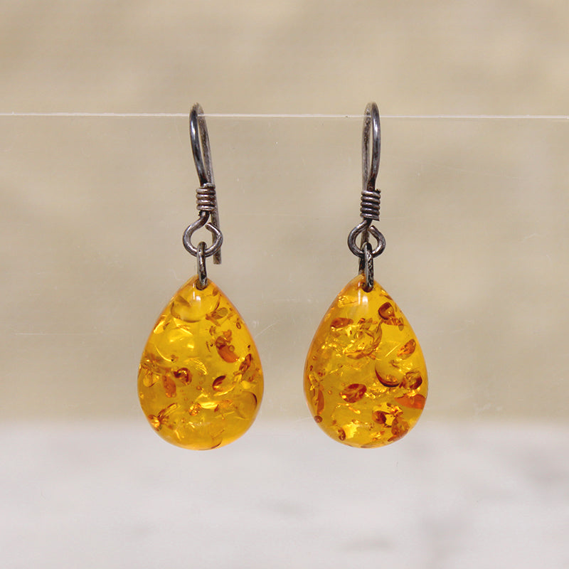 Natural Beauty Simple Amber Drop Earrings