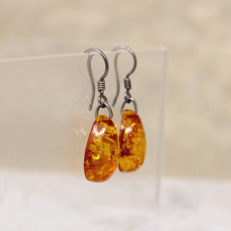Natural Beauty Simple Amber Drop Earrings