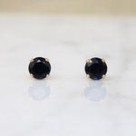 Deep Indigo Blue Sapphires in 14k Gold Studs