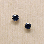 Deep Indigo Blue Sapphires in 14k Gold Studs