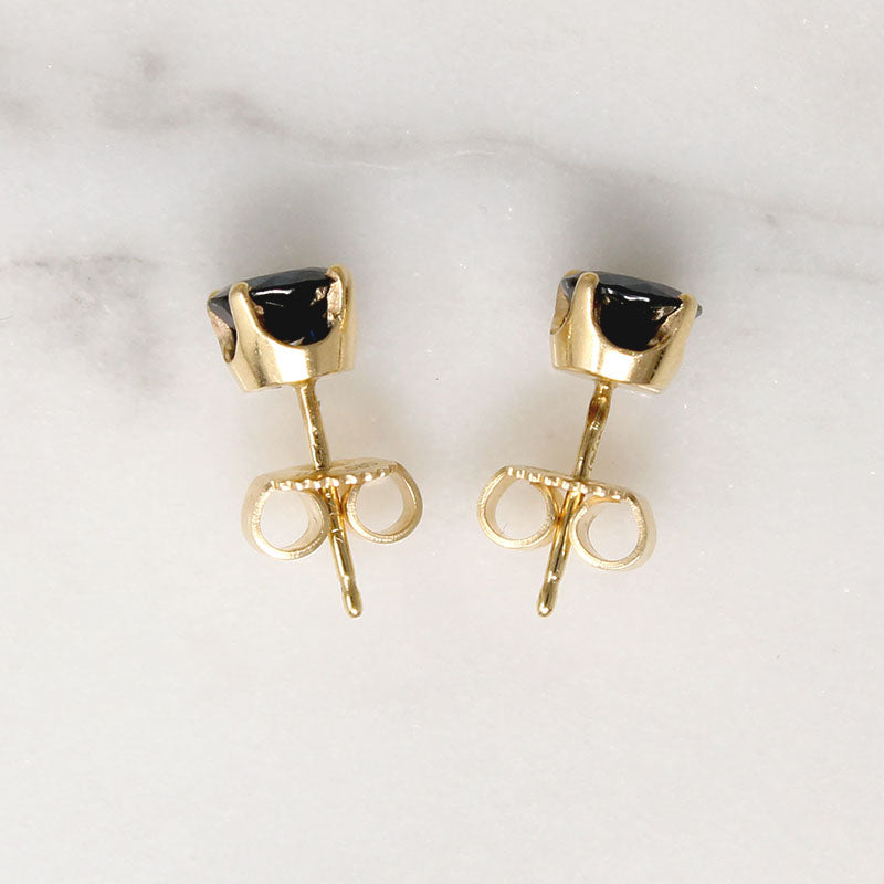 Deep Indigo Blue Sapphires in 14k Gold Studs