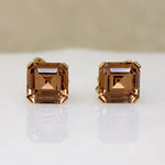 Amber-Colored Step Cut Rhinestone Earrings by Trifari