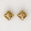Amber-Colored Step Cut Rhinestone Earrings by Trifari