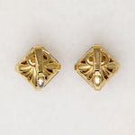 Amber-Colored Step Cut Rhinestone Earrings by Trifari