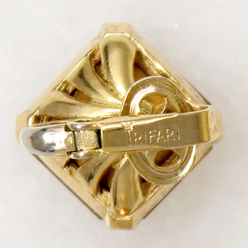 Amber-Colored Step Cut Rhinestone Earrings by Trifari