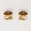 Amber-Colored Step Cut Rhinestone Earrings by Trifari