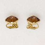Amber-Colored Step Cut Rhinestone Earrings by Trifari