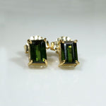 Deep Green .65tcw Tourmaline in Gold Stud Earrings